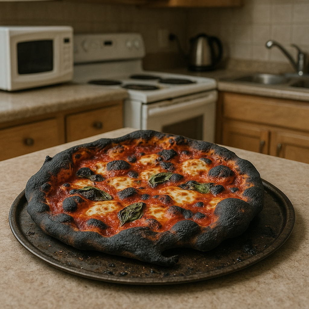 Pizza quemada y deforme - Antes del curso